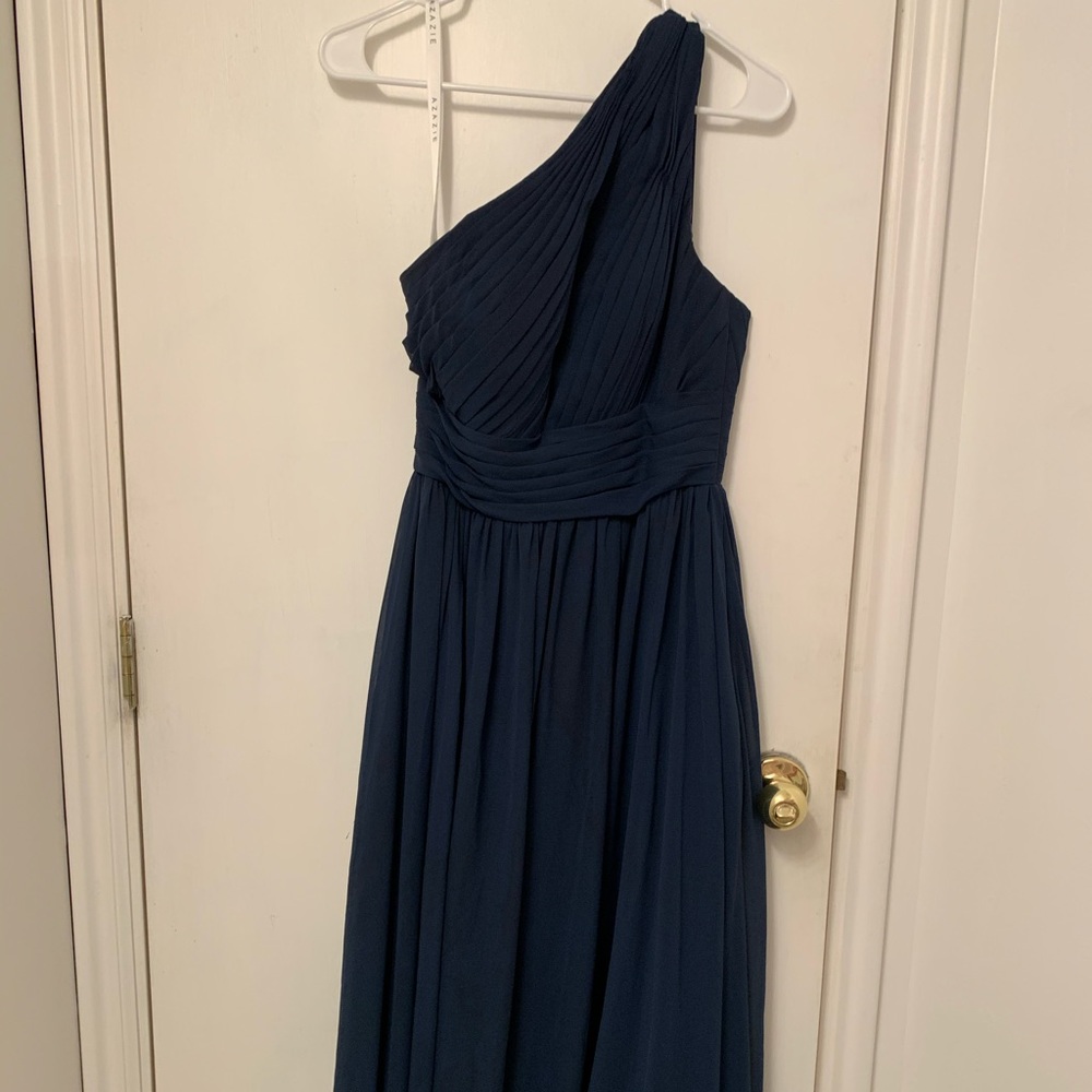 Navy blue azazie bridesmaids dress